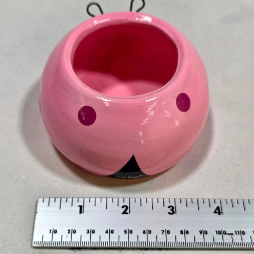 Love Bugs Ladybug Ceramic Planter Small Pink Purple Polka Dot Trinket Dish Decor